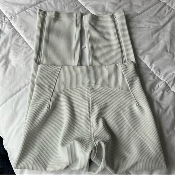 Lululemon Ribbed Softstreme Zip-Leg High-Rise Cropped Pants 25" in Bone - Picture 8 of 11